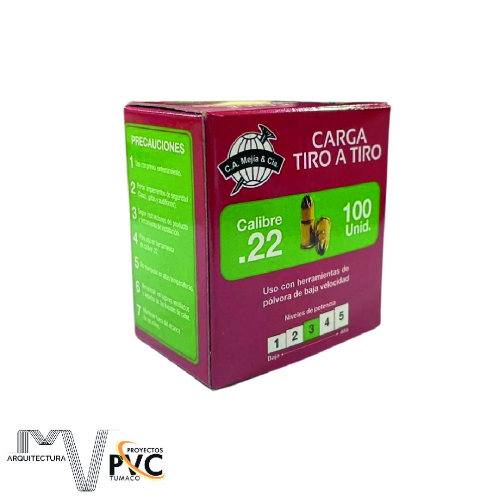 Carga tiro a tiro calibre 22 x100