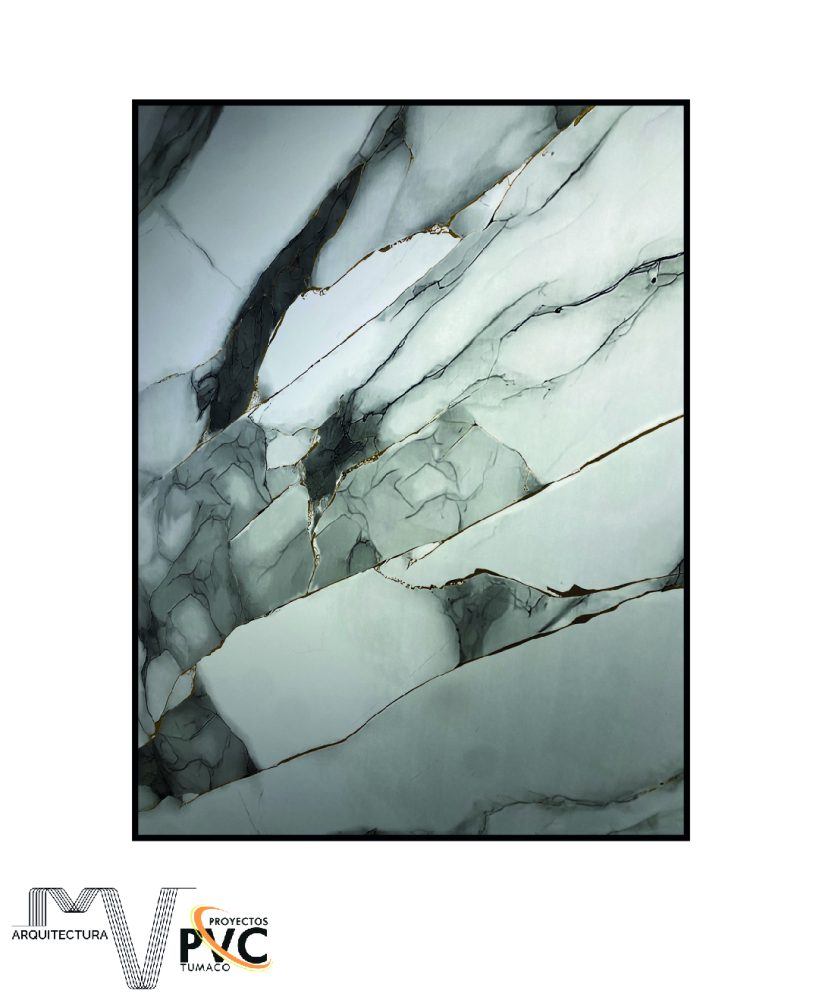 Lamina UV marmol blanco veta gris oscura