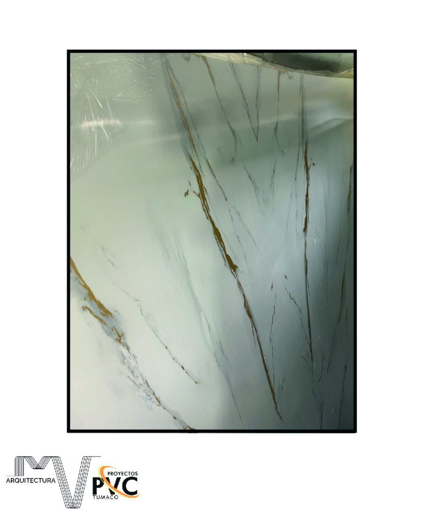 Lamina UV marmol blanco veta dorada