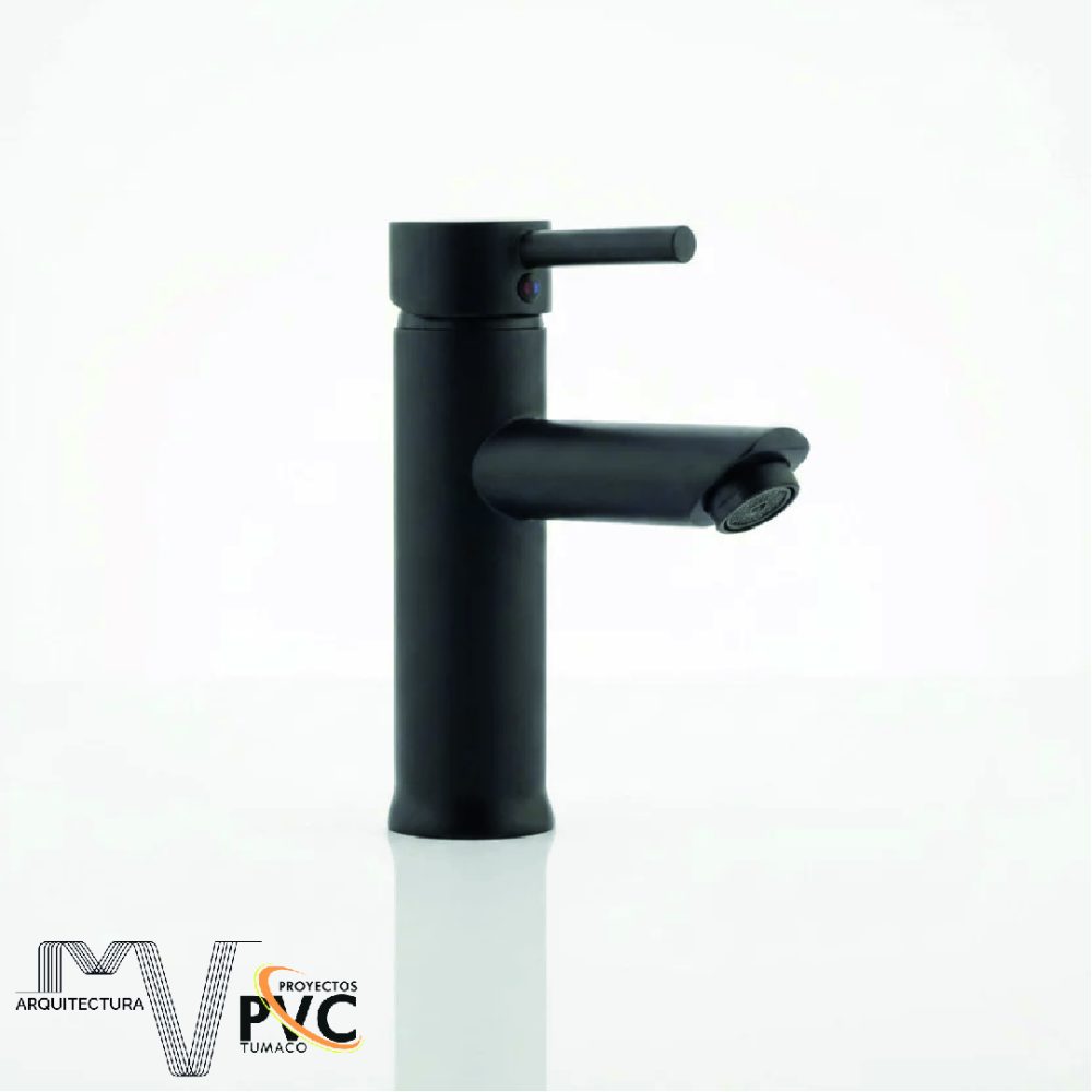 Llave lavamanos monomando negro mate
