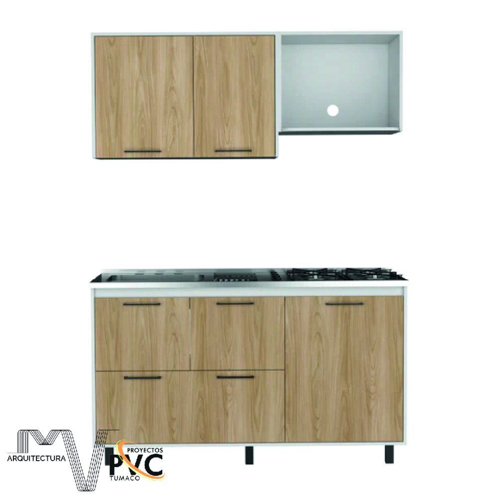 Mueble de cocina integral madera clara